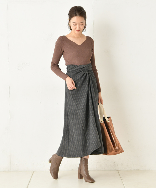 DouDou（ドゥドゥ）の「ストライプカイトフレアスカート（スカート・レディース・ブラウン/イエロー・FREE）」の21枚目の写真