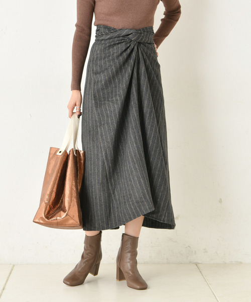 DouDou（ドゥドゥ）の「ストライプカイトフレアスカート（スカート・レディース・ブラウン/イエロー・FREE）」の12枚目の写真