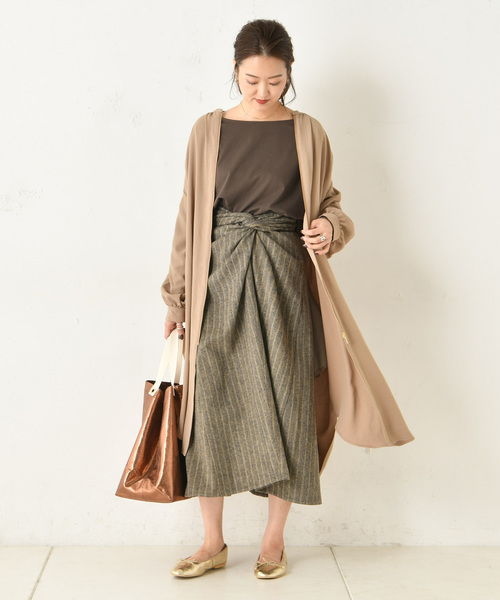 DouDou（ドゥドゥ）の「ストライプカイトフレアスカート（スカート・レディース・ブラウン/イエロー・FREE）」の18枚目の写真