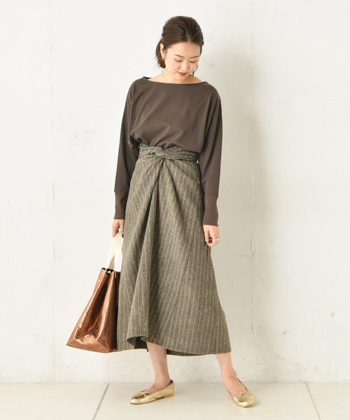 DouDou（ドゥドゥ）の「ストライプカイトフレアスカート（スカート・レディース・ブラウン/イエロー・FREE）」の10枚目の写真