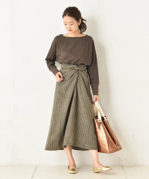 DouDou（ドゥドゥ）の「ストライプカイトフレアスカート（スカート・レディース・ブラウン/イエロー・FREE）」の13枚目の写真