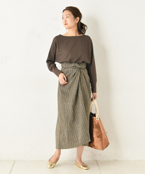 DouDou（ドゥドゥ）の「ストライプカイトフレアスカート（スカート・レディース・ブラウン/イエロー・FREE）」の19枚目の写真