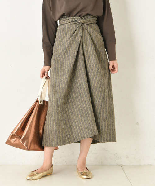 DouDou（ドゥドゥ）の「ストライプカイトフレアスカート（スカート・レディース・ブラウン/イエロー・FREE）」の16枚目の写真