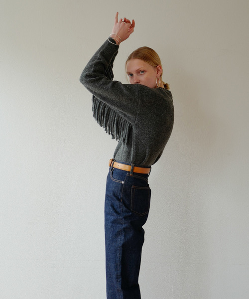CLANE◆19AW/フリンジスリーブニット/1/アクリル/CRM/17106-2061 CLANE（クラネ）の「【CLANE(クラネ)】フリンジスリーブニット