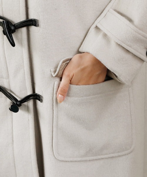 ElegChic（エレグシック）の「フード ロング ダッフルコート/ レディース アウター/秋冬 結婚式対応 冬 コート（ダッフルコート・レディース・ブラック/ライトグレー/グレイッシュベージュ・M/L）」の14枚目の写真