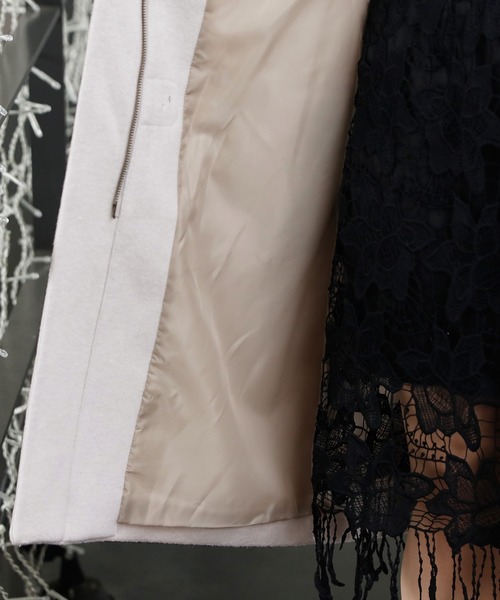 ElegChic（エレグシック）の「フード ロング ダッフルコート/ レディース アウター/秋冬 結婚式対応 冬 コート（ダッフルコート・レディース・ブラック/ライトグレー/グレイッシュベージュ・M/L）」の7枚目の写真