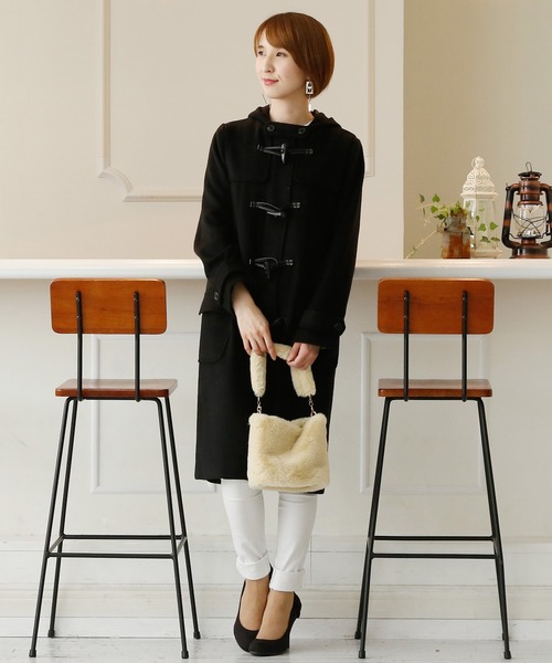 ElegChic（エレグシック）の「フード ロング ダッフルコート/ レディース アウター/秋冬 結婚式対応 冬 コート（ダッフルコート・レディース・ブラック/ライトグレー/グレイッシュベージュ・M/L）」の21枚目の写真
