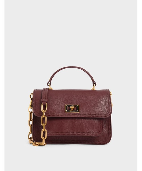 CHARLES & KEITH（チャールズ & キース）の「レジンエフェクト バックルハンドバッグ / Resin-Effect Buckle Handbag（ハンドバッグ・レディース・ブラック/ライトブラウン/マルチ/ダークブルー/バーガンディー・M）」の5枚目の写真