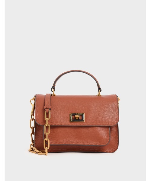 CHARLES & KEITH（チャールズ & キース）の「レジンエフェクト バックルハンドバッグ / Resin-Effect Buckle Handbag（ハンドバッグ・レディース・ブラック/ライトブラウン/マルチ/ダークブルー/バーガンディー・M）」の3枚目の写真