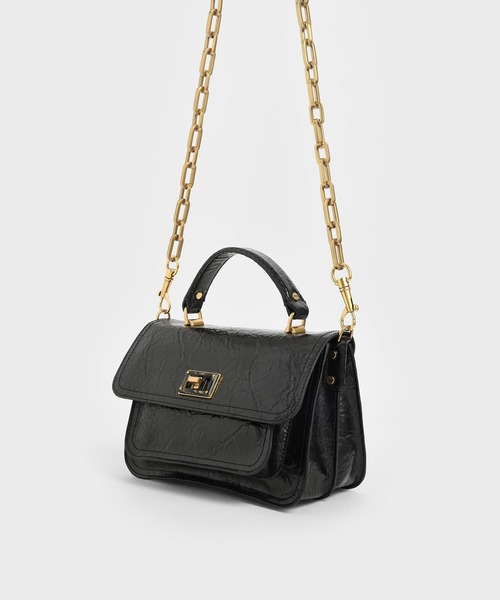 CHARLES & KEITH（チャールズ & キース）の「レジンエフェクト バックルハンドバッグ / Resin-Effect Buckle Handbag（ハンドバッグ・レディース・ブラック/ライトブラウン/マルチ/ダークブルー/バーガンディー・M）」の12枚目の写真