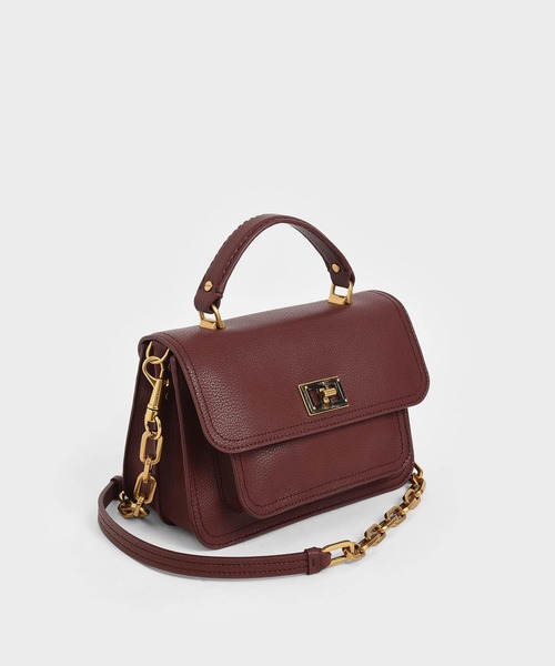 CHARLES & KEITH（チャールズ & キース）の「レジンエフェクト バックルハンドバッグ / Resin-Effect Buckle Handbag（ハンドバッグ・レディース・ブラック/ライトブラウン/マルチ/ダークブルー/バーガンディー・M）」の20枚目の写真