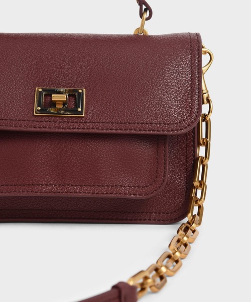 CHARLES & KEITH（チャールズ & キース）の「レジンエフェクト バックルハンドバッグ / Resin-Effect Buckle Handbag（ハンドバッグ・レディース・ブラック/ライトブラウン/マルチ/ダークブルー/バーガンディー・M）」の14枚目の写真