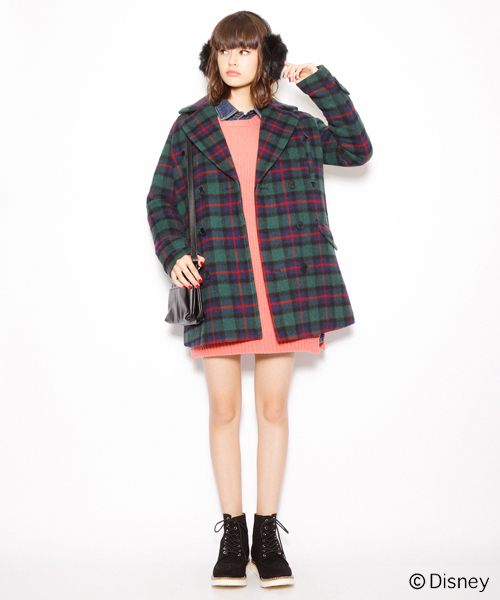 X-girl×Disney デニムワンピース　ドナルド　長袖　レディースM相当 X-girl（エックスガール）の「Disney（ディズニー） / CHEERING