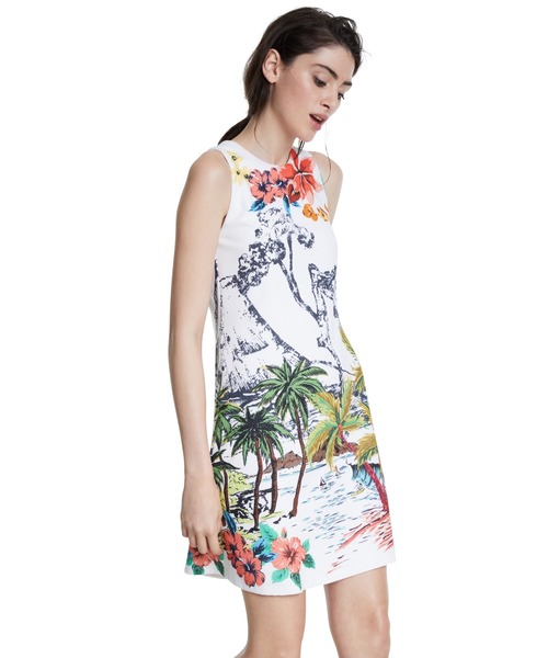 Desigual(デシグアル)の「ハワイアンタイトワンピース(チュニック・レディース・ホワイト・2L/SS/S/M/L)」の7枚目の写真