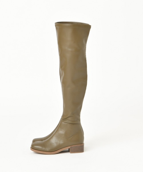 one after another NICE CLAUP（ワンアフターアナザーナイスクラップ）の「フェイクレザーニーハイブーツ（ブーツ・レディース・ベージュ/カーキ/モカ・SMALL/MEDIUM/LARGE）」の4枚目の写真