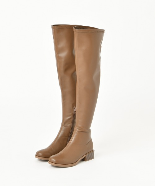 one after another NICE CLAUP（ワンアフターアナザーナイスクラップ）の「フェイクレザーニーハイブーツ（ブーツ・レディース・ベージュ/カーキ/モカ・SMALL/MEDIUM/LARGE）」の14枚目の写真