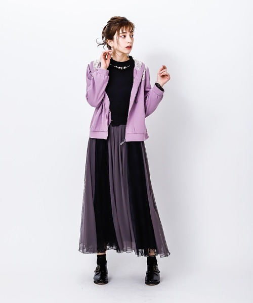 アクシーズファム レース✕チュール切替スカート レース×チュール切替スカート | outlet | axes femme online shop