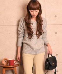 【TONE SELECT WEAR】ケーブルVネックニット(BL)