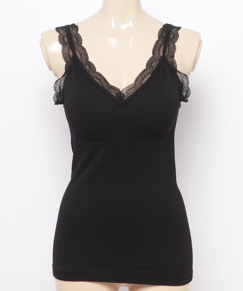 Lace Ladies(レースレディース)の「カップ付きリブ編み レースキャミソール(キャミソール・レディース・ブラック/ベージュ/グレー・FREE)」の17枚目の写真