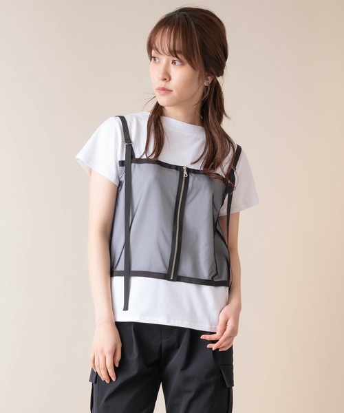 La SRIC（ラスリック）の「La SRIC/ビスチェドッキングTシャツ（Tシャツ/カットソー・レディース・オフホワイト/カーキ・38）」の2枚目の写真