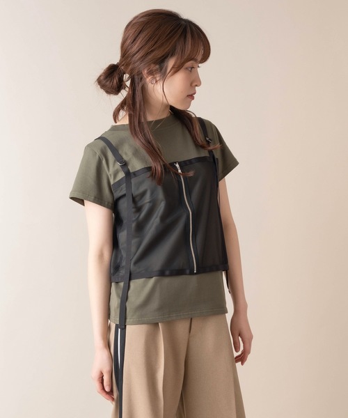 La SRIC（ラスリック）の「La SRIC/ビスチェドッキングTシャツ（Tシャツ/カットソー・レディース・オフホワイト/カーキ・38）」の4枚目の写真