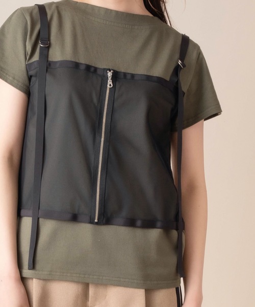 La SRIC（ラスリック）の「La SRIC/ビスチェドッキングTシャツ（Tシャツ/カットソー・レディース・オフホワイト/カーキ・38）」の7枚目の写真