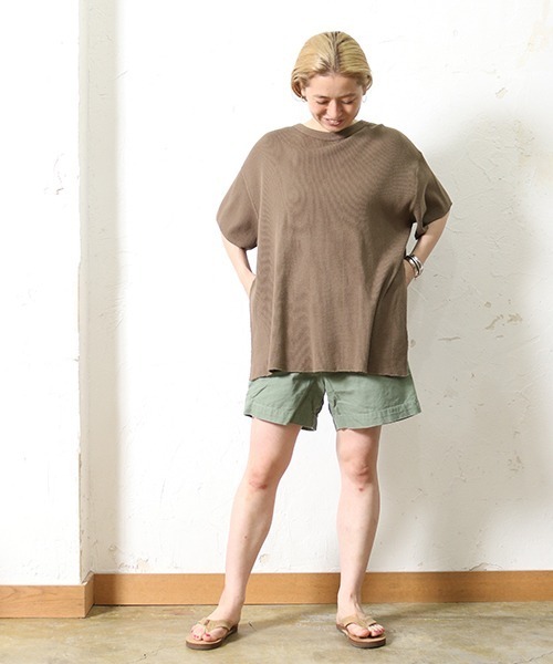 WALLA WALLA SPORT(ワラワラスポーツ)の「S/S THERMAL CREW / ショートスリーブサーマルクルー(Tシャツ/カットソー・レディース・ブラック/グレー/ブラウン/ナチュラル/フューシャピンク/オレンジ・MEDIUM)」の4枚目の写真