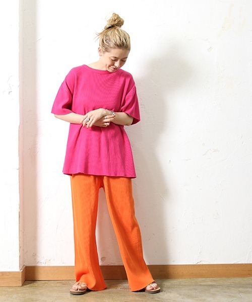 WALLA WALLA SPORT(ワラワラスポーツ)の「S/S THERMAL CREW / ショートスリーブサーマルクルー(Tシャツ/カットソー・レディース・ブラック/グレー/ブラウン/ナチュラル/フューシャピンク/オレンジ・MEDIUM)」の20枚目の写真