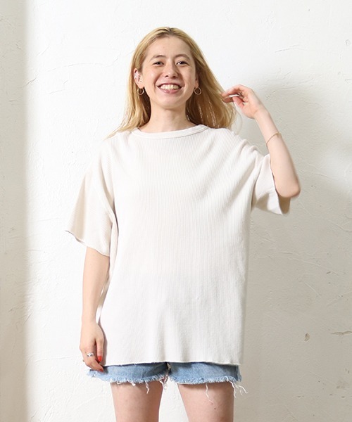WALLA WALLA SPORT(ワラワラスポーツ)の「S/S THERMAL CREW / ショートスリーブサーマルクルー(Tシャツ/カットソー・レディース・ブラック/グレー/ブラウン/ナチュラル/フューシャピンク/オレンジ・MEDIUM)」の22枚目の写真