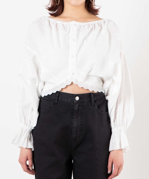 WEGO(ウィゴー)の「WEGO/コットンレース2wayシャーリングブラウス(シャツ/ブラウス・レディース・ホワイト・FREE)」の6枚目の写真