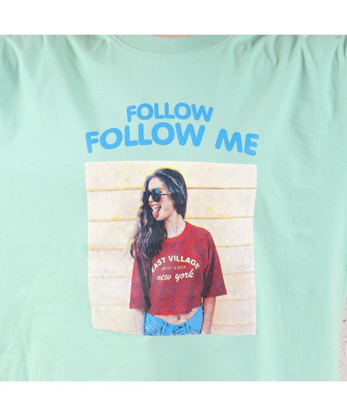 VIBGYOR（ヴィブジョー）の「FOLLOW MEフォトプリント半袖Tシャツ(YA)（Tシャツ/カットソー・レディース・ホワイト/ブラック/サックスブルー/ピンク/ミント・FREE）」の9枚目の写真
