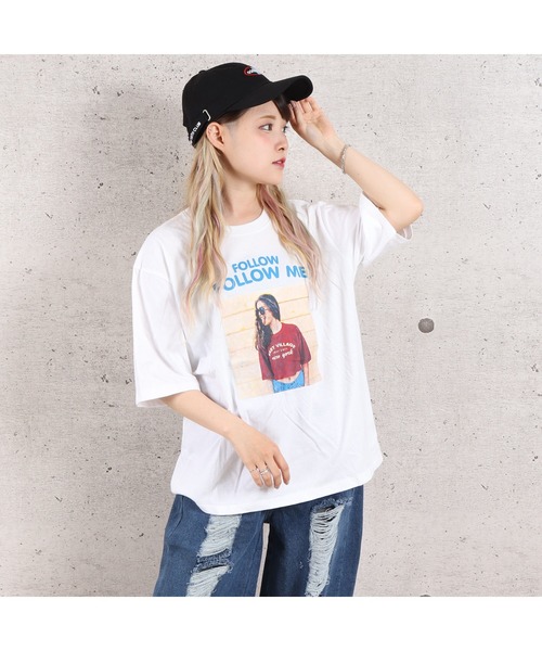 VIBGYOR（ヴィブジョー）の「FOLLOW MEフォトプリント半袖Tシャツ(YA)（Tシャツ/カットソー・レディース・ホワイト/ブラック/サックスブルー/ピンク/ミント・FREE）」の11枚目の写真
