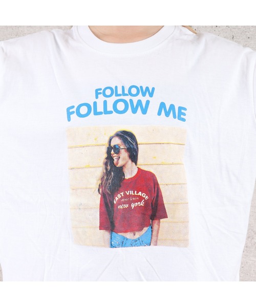 VIBGYOR（ヴィブジョー）の「FOLLOW MEフォトプリント半袖Tシャツ(YA)（Tシャツ/カットソー・レディース・ホワイト/ブラック/サックスブルー/ピンク/ミント・FREE）」の12枚目の写真
