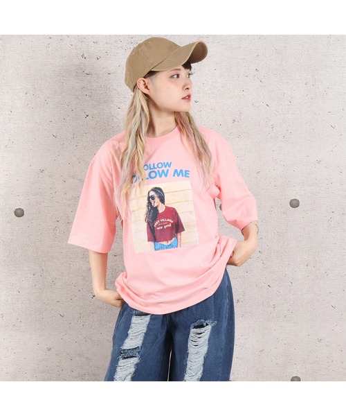 VIBGYOR（ヴィブジョー）の「FOLLOW MEフォトプリント半袖Tシャツ(YA)（Tシャツ/カットソー・レディース・ホワイト/ブラック/サックスブルー/ピンク/ミント・FREE）」の13枚目の写真