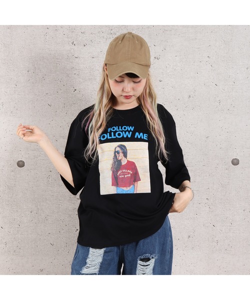VIBGYOR（ヴィブジョー）の「FOLLOW MEフォトプリント半袖Tシャツ(YA)（Tシャツ/カットソー・レディース・ホワイト/ブラック/サックスブルー/ピンク/ミント・FREE）」の15枚目の写真