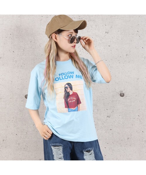 VIBGYOR（ヴィブジョー）の「FOLLOW MEフォトプリント半袖Tシャツ(YA)（Tシャツ/カットソー・レディース・ホワイト/ブラック/サックスブルー/ピンク/ミント・FREE）」の18枚目の写真