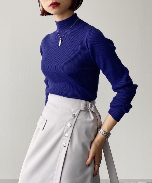 PAGEBOY（ページボーイ）の「ハイネックタイトニット（ニット/セーター・レディース・ブラック/ダークブラウン/オフホワイト/パープル系その他/アクア・FREE）」の5枚目の写真