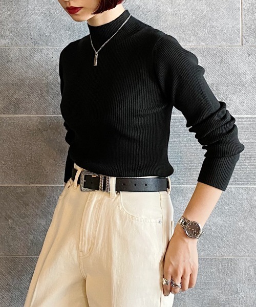 PAGEBOY（ページボーイ）の「ハイネックタイトニット（ニット/セーター・レディース・ブラック/ダークブラウン/オフホワイト/パープル系その他/アクア・FREE）」の7枚目の写真