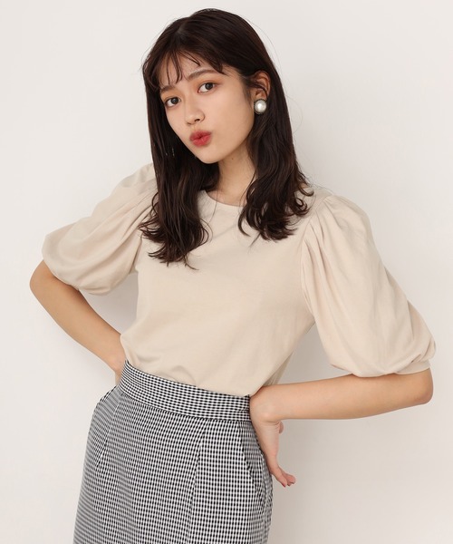 one after another NICE CLAUP（ワンアフターアナザーナイスクラップ）の「肩パフTシャツ（Tシャツ/カットソー・レディース・コーラル/ブラック/オフホワイト/ブラウン/ベージュ・FREE）」の20枚目の写真