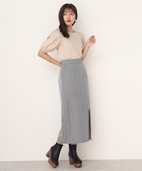 one after another NICE CLAUP（ワンアフターアナザーナイスクラップ）の「肩パフTシャツ（Tシャツ/カットソー・レディース・コーラル/ブラック/オフホワイト/ブラウン/ベージュ・FREE）」の22枚目の写真