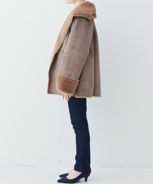 IEDIT 軽くてやわらかいエコムートンコート〈キャメルブラウン