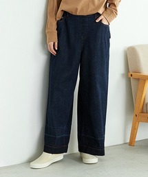 ONIGIRI | 《リネンコットン》 デニム ワイドパンツ ウエストゴム(その他パンツ)
