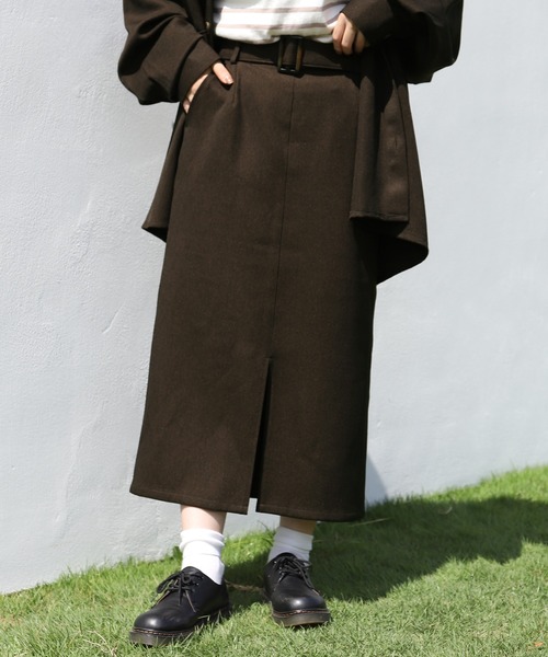 PairPair(ペアペア)の「フロントスリットツイルスカート(セットアップ)(スカート・レディース・ベージュ/ブラウン/モカ・FREE)」の2枚目の写真