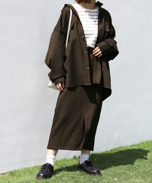 PairPair(ペアペア)の「フロントスリットツイルスカート(セットアップ)(スカート・レディース・ベージュ/ブラウン/モカ・FREE)」の7枚目の写真