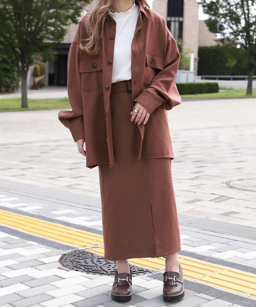 PairPair(ペアペア)の「フロントスリットツイルスカート(セットアップ)(スカート・レディース・ベージュ/ブラウン/モカ・FREE)」の18枚目の写真