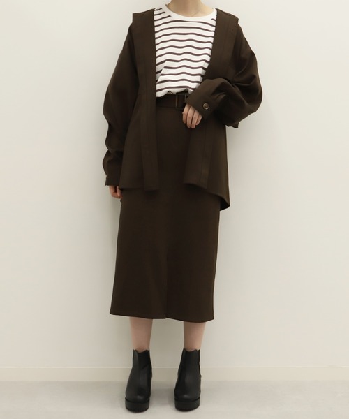 PairPair(ペアペア)の「フロントスリットツイルスカート(セットアップ)(スカート・レディース・ベージュ/ブラウン/モカ・FREE)」の13枚目の写真