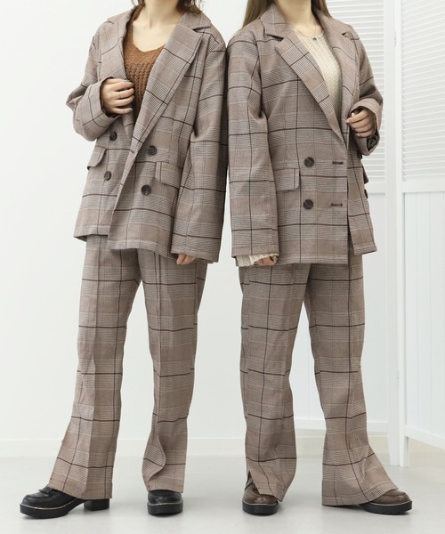 PairPair（ペアペア）の「チェック美脚フレアパンツ(セットアップ)（その他パンツ・レディース・ブラウン・FREE）」の3枚目の写真