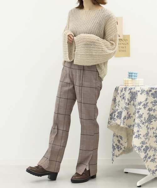 PairPair（ペアペア）の「チェック美脚フレアパンツ(セットアップ)（その他パンツ・レディース・ブラウン・FREE）」の5枚目の写真