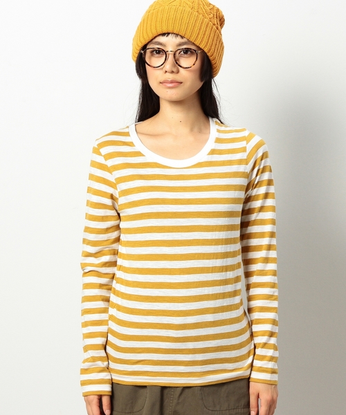 coen（コーエン）の「スラブ天竺ボーダーカットソー（Tシャツ/カットソー・レディース・ブラック/グレー/マスタード/ネイビー・LARGE/MEDIUM）」の5枚目の写真