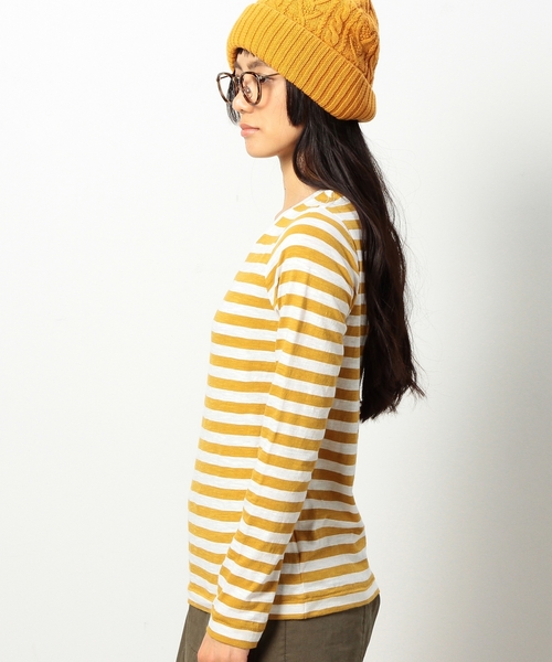 coen（コーエン）の「スラブ天竺ボーダーカットソー（Tシャツ/カットソー・レディース・ブラック/グレー/マスタード/ネイビー・LARGE/MEDIUM）」の6枚目の写真